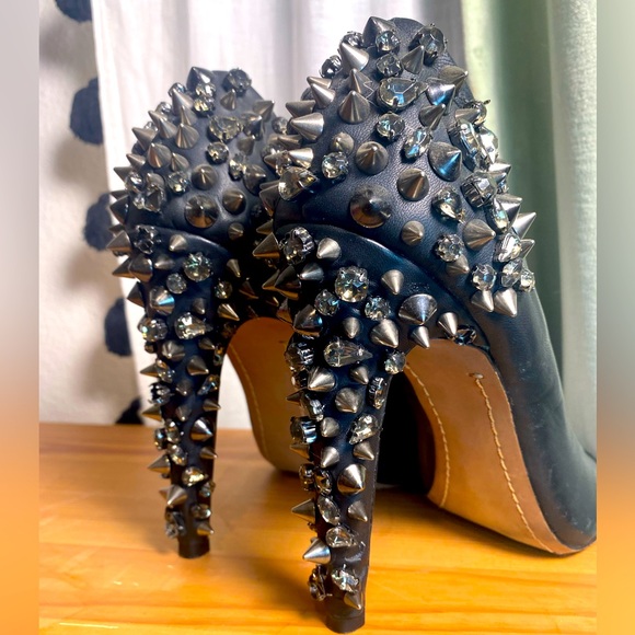 2010 Sam Edelman Spike Lorissa Leather Heels Pumps Peep toe - Picture 2 of 7